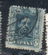 SPAIN ESPAÑA SPAGNA 1922 1926 KING ALFONSO XIII RE ROI CENT. 15c USED USATO OBLITERE' - Oblitérés