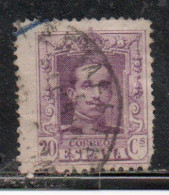 SPAIN ESPAÑA SPAGNA 1922 1926 KING ALFONSO XIII RE ROI CENT. 20c USED USATO OBLITERE' - Used Stamps