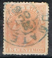 Sello 15 Cts  Alfonso XII 1882, Fechador Trebol OÑATE (Guipuzcoa) Azul, Edifil Num 210 º - Used Stamps