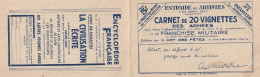 France Franchise Militaire N°10A - Couverture De Carnet (vide) - TB - Military Postage Stamps