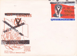 TIMISOARA- FREE CITY OVERPRINT OVER COMMUNIST PARTY, NICOLAE CEAUSESCU SPECIAL COVER, 1989, ROMANIA - Covers & Documents