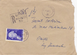 CARLO GOLDONI- WRITER, STAMP ON REGISTERED COVER, 1959, ROMANIA - Briefe U. Dokumente
