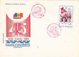 ROMANIAN 1939 ANTI FASCIST AND ANTI WAR STRIKES ANNIVERSARY, 1ST OF MAY, COVER FDC, 1984, ROMANIA - FDC