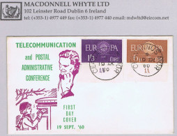 Ireland 1960 CEPT Europa 6d And 1/3d Matching Plate 1A Singles On First Day Cover Kells 19 IX 60 Cds - FDC