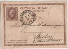 1876 - CP ENTIER ITALIENNE De NAPLES ANNULEE à L'ARRIVEE à STRASBOURG ! - Storia Postale