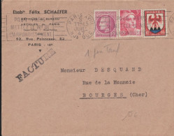 9 JUILLET 1947 - 1er JOUR DU TARIF ! - ENVELOPPE De PARIS => BOURGES - Tarifs Postaux