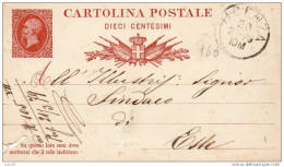 1879 CARTOLINA  10 CENTESIMI CON ANNULLO VICENZA - Stamped Stationery
