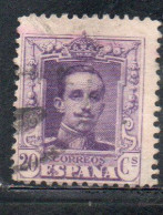 SPAIN ESPAÑA SPAGNA 1922 1926 KING ALFONSO XIII RE ROI CENT. 20c USED USATO OBLITERE' - Usati