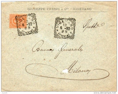 1892  LETTERA   INTESTATA   CON ANNULLO VIGEVANO PAVIA - Storia Postale