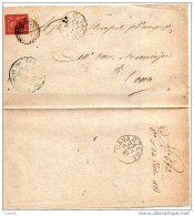 1881  LETTERA CON ANNULLO PIOVE DI SACCO PADOVA + CAVARZERE - Storia Postale