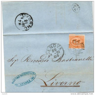 1881  LETTERA CON ANNULLO GENOVA + LIVORNO - Storia Postale