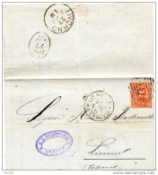 1884  LETTERA CON ANNULLO GENOVA + LIVORNO - Storia Postale