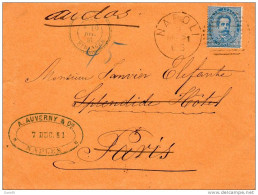 1881  LETTERA  CON ANNULLO NAPOLI + PARIS + LONDON - Storia Postale