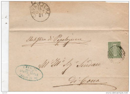 1881    LETTERA CON ANNULLO  CAVARZERE  VENEZIA - Storia Postale