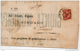 1881 LETTERA CON ANNULLO  TREVISO + VEDELAGO IN CORSIVO - Storia Postale