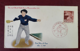 CINA,SPORT,THE WORLD TABLE TENNIS CHAMPIONSHIP 1956,,BUSTA,FDC FIRST DAY ,81 - FDC