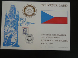 Encart Folder Souvenir Leaf Rotary Club Of Praha Czechoslovakia 1991 - Storia Postale