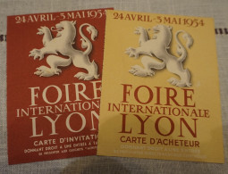 Lot De 2 Carte De La Foire Internationale De Lyon De 1954 (22) - Tickets D'entrée