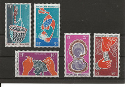 Polynésie 1970 YT PA 34/38 Huitres Perlières N** MNH - Neufs