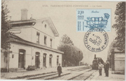 Dépt 77 - FAREMOUTIERS / POMMEUSE - La Gare En 1904 - Souvenir De L'Exposition Ferroviaire Des 30-31 Mai 1987 - Faremoutiers