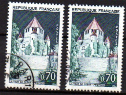 VARIETE Sur TIMBRE FRANCE OBLITERE N° 1392Ab TOITS EN FLAMME - Used Stamps