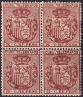 Cuba 1894 Telegrafo Ed 77  Block Telegraph MLH* Streaky Gum - Cuba (1874-1898)