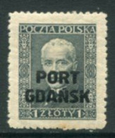 PORT GDANSK 1929 Overprint On 1 Zl. President Moscicki LHM / *.  Michel 23 I - Besatzungszeit