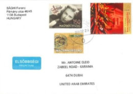 HUNGARY - 2016  -  STAMPS  COVER  TO DUBAI. - Storia Postale