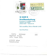 3254r: BRD 1992, Zeitungsschleifen- Abschnitt Mit ATM Und Wappen Bayern Nach Österreich - Enveloppes