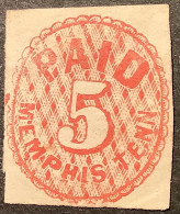 CSA Sc.56X2 VF Mint 1861 MEMPHIS, TENN. CONFEDERATE POSTMASTERS‘ PROVISIONAL 5c Red  (USA U.S - 1861-65 Confederate States