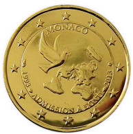 MONACO 2013 -  ADMISSION A L'O N U - 2 EUROS COMMEMORATIVE - PLAQUE OR  - VERGOLDET - Mónaco
