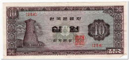 SOUTH KOREA,10 WON,1962-65,P.33e,aVF - Korea, Zuid