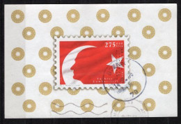 1998 TURKEY 75TH ANNIVERSARY OF THE FOUNDATION OF TURKISH REPUBLIC SOUVENIR SHEET USED - Blocchi & Foglietti