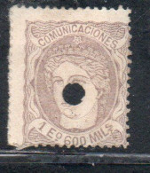 SPAIN ESPAÑA SPAGNA 1870 PERFIN DUKE DE LA TORRE REGENCY 1e600m  MH - Ungebraucht