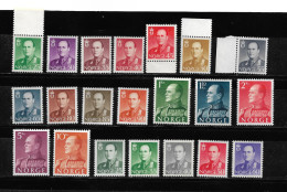 NORUEGA 1958/62, JUEGO COMPLETO REY Olav V - 25ore A 90ore Y 1KA 10k. MNH. - Ungebraucht