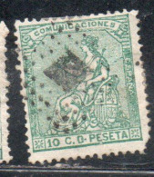 SPAIN ESPAÑA SPAGNA 1873 FIRST REPUBLIC 10c  USED USATO OBLITERE' - Gebraucht