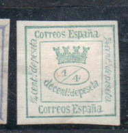 SPAIN ESPAÑA SPAGNA 1872 1873 MURAL CROWN 1/4c MH - Nuevos