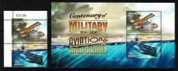 Australia 2014 Centenary Of Military Aviation & Submarines  Set Of 2 + Minisheet MNH - Neufs