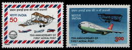 Indien 1986 - Mi-Nr. 1053-1054 ** - MNH - Flugzeuge / Airplanes - Ungebraucht