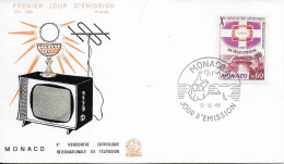 MONACO 1ER JOUR TELEVISION ( Rencontre Internationale Catholique De La Television ) 1966, VOIR LE SCANNER - Storia Postale