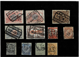 BELGIO ,anni Diversi(1893 E Oltre) ,francobolli Ordinari+pacchi Postali ,tutti PERFIN ,11 Pezzi Usati ,qualita Ottima - 1863-09
