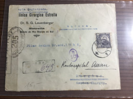 Brasilien Zensur R-Brief In Die Schweiz 1916 - Brieven En Documenten