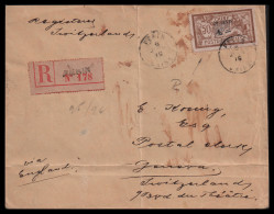 Frankreich Gebiete 1919: Einschreibebrief  | Transitverkehr, R-Zettel | Peking, Genf - Briefe U. Dokumente