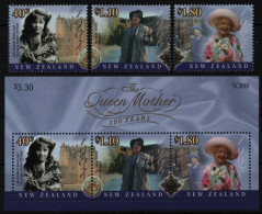 Neuseeland 2000 - Mi-Nr. 1848-1850 & Block 113 ** - MNH - Queen Mum - Nuevos