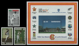 Barbados 2000 - Mi-Nr. 985-987 & Block 39 ** - MNH - Cricket - Barbados (1966-...)