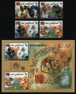 Neuseeland 2008 - Mi-Nr. 2480-2483 & Block 220 ** - MNH - Jahr Der Ratte - Ungebraucht