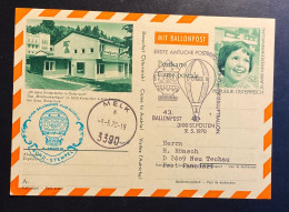 Österreich 1970  43. BALLONPOSTFLUG Mit Sonderstempel ST.PÖLTEN Türkiser Bordstempel Auf Ganzsache SOS Kinderdörfer - Ballonpost