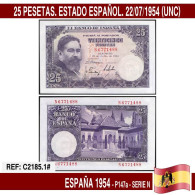 C2185.1# España 1954. 25 Pts. Estado Español (UNC) P-147a - 25 Pesetas