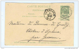 BUREAU SAISONNIER - Entier 5c  Armoiries NIEUPORT BAINS 1905 Vers Chateau D'OPHEUX Par JESSEREN  --  545 PP - Cartes Postales 1871-1909
