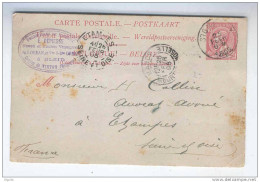 Entier Postal TP 46 Simple Cercle SIGNEULX 1895 Vers ETAMPES - Cachet Privé Rideaux Dépiesse à BLEID  --  B4/607 - Briefkaarten 1871-1909